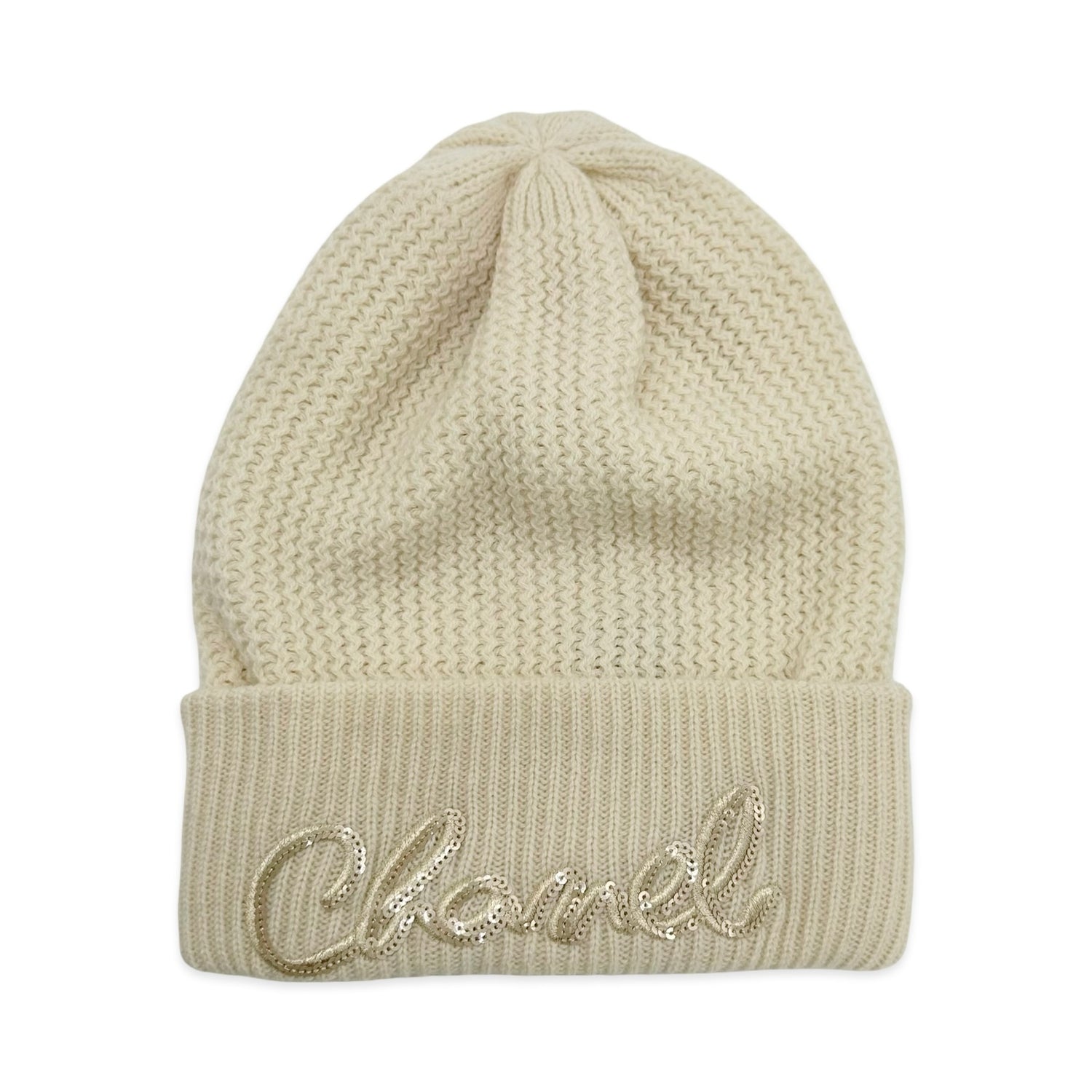 Chanel Knit Applique Beanie Hat