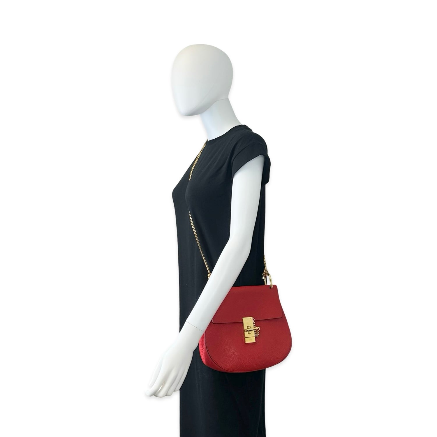 Chloe Leather Drew Crossbody Chain Bag