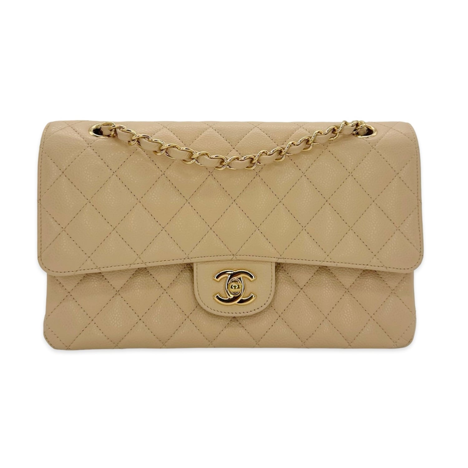 Quilted Caviar Medium Classic Double Flap