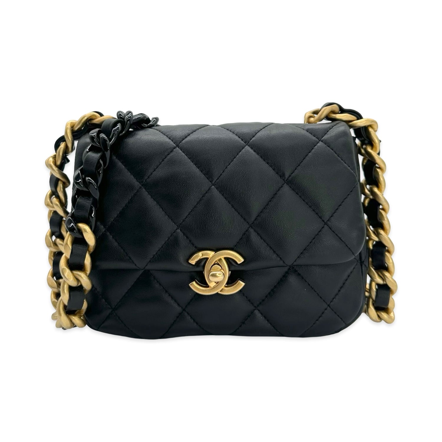 Chanel Quilted Lambskin Square Resin Chain Flap Bag