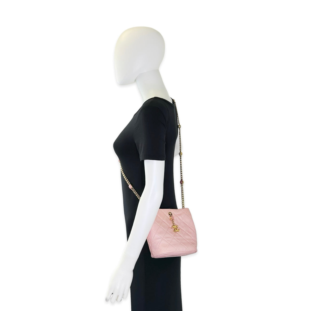 Chanel Quilted Lambskin Jewel Chain Bucket Bag