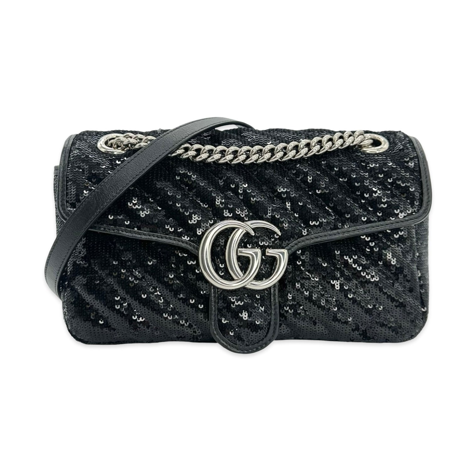 Gucci Quilted Sequin GG Marmont Chain Bag
