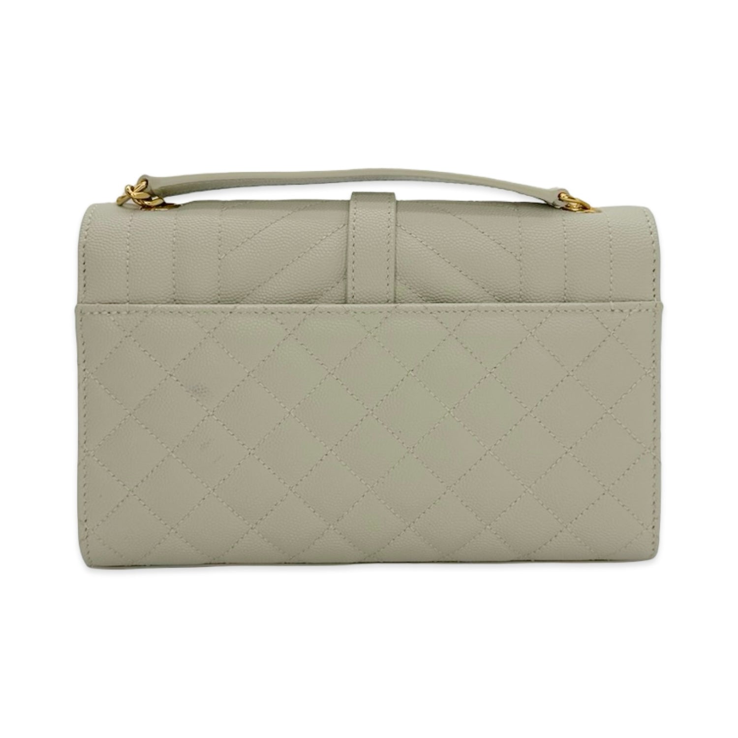 Saint Laurent Quilted Grain de Poudre Triquilt Envelope Chain Bag