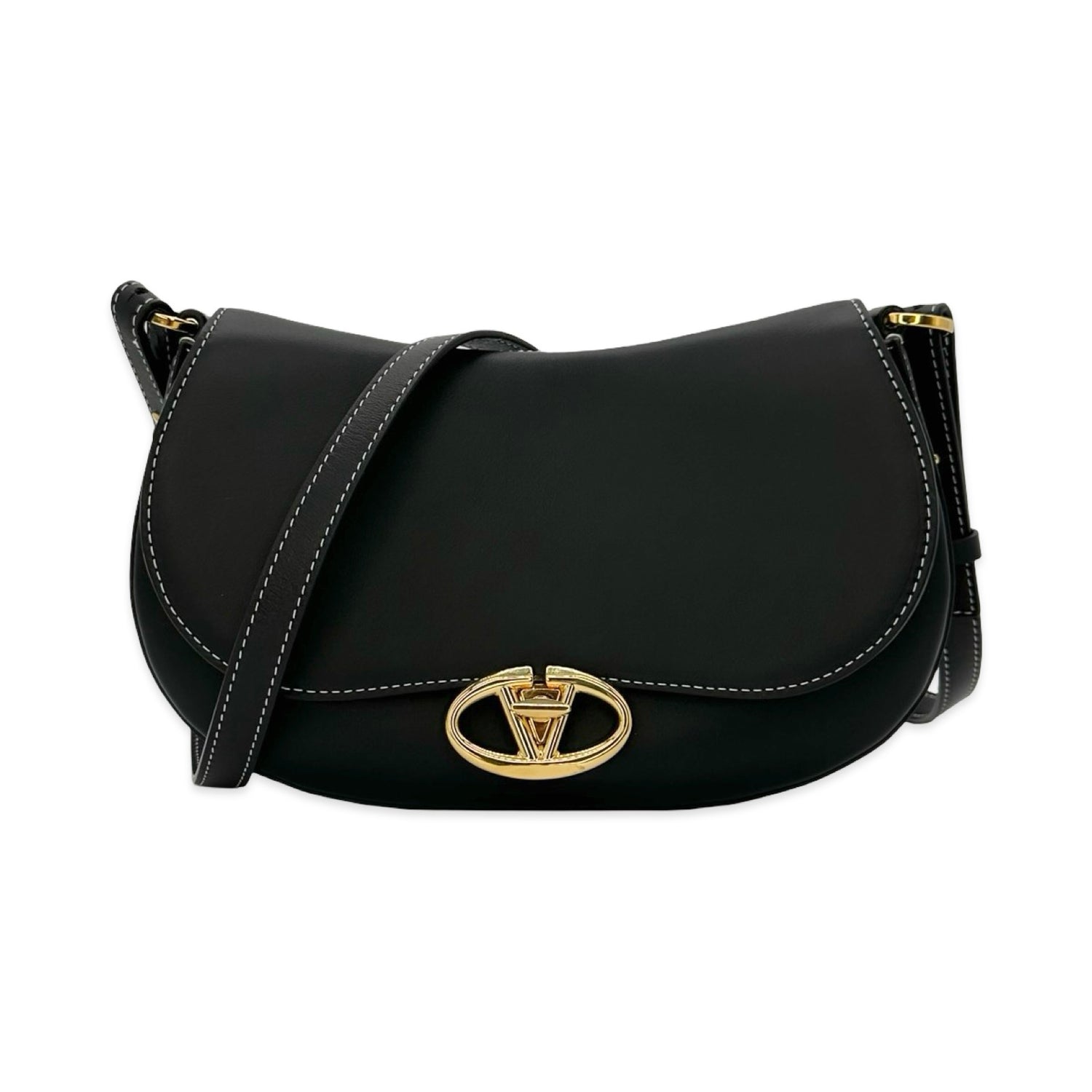 Valentino Calfskin Small Ohval Shoulder Bag