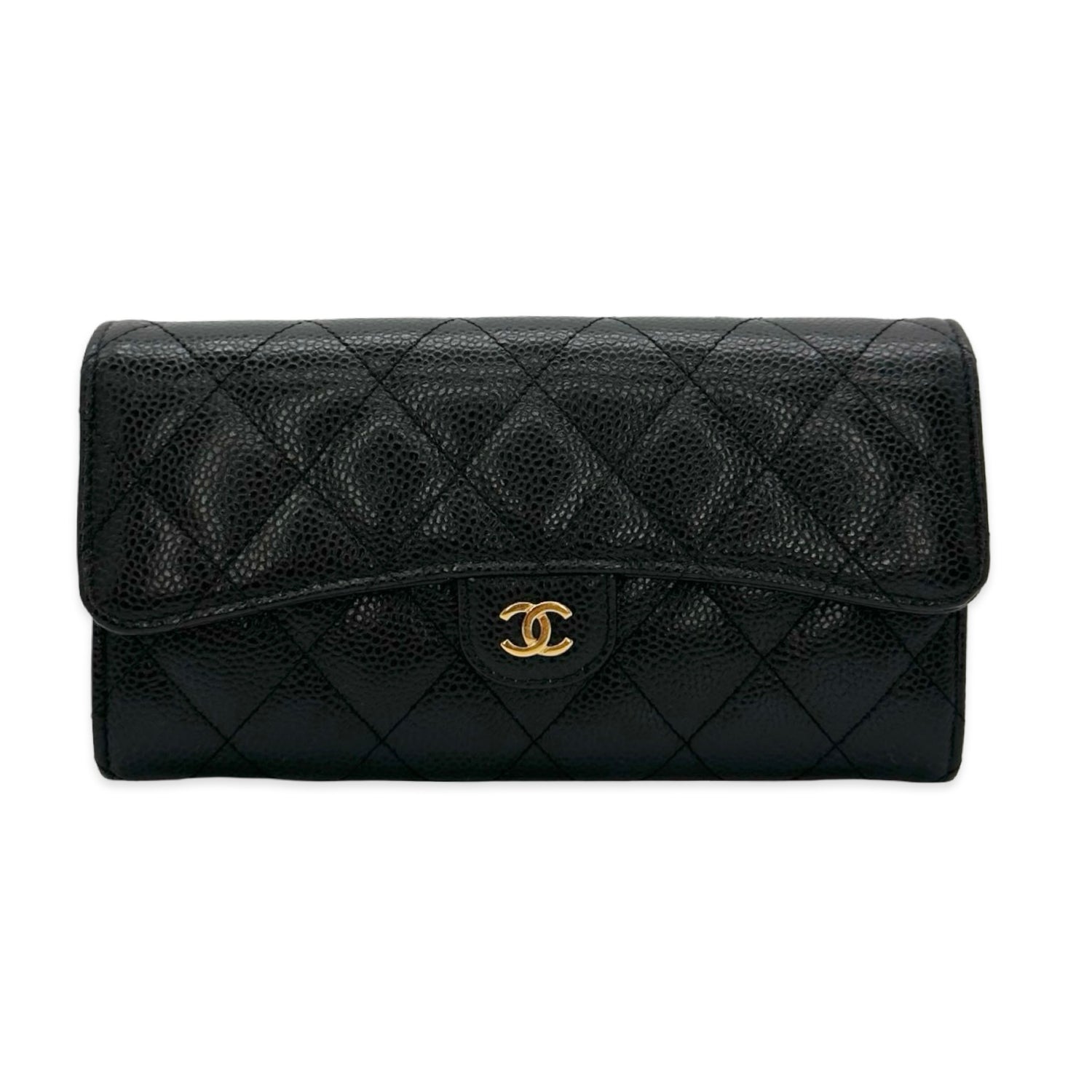 Chanel Quilted Caviar Long Classic Flap Wallet