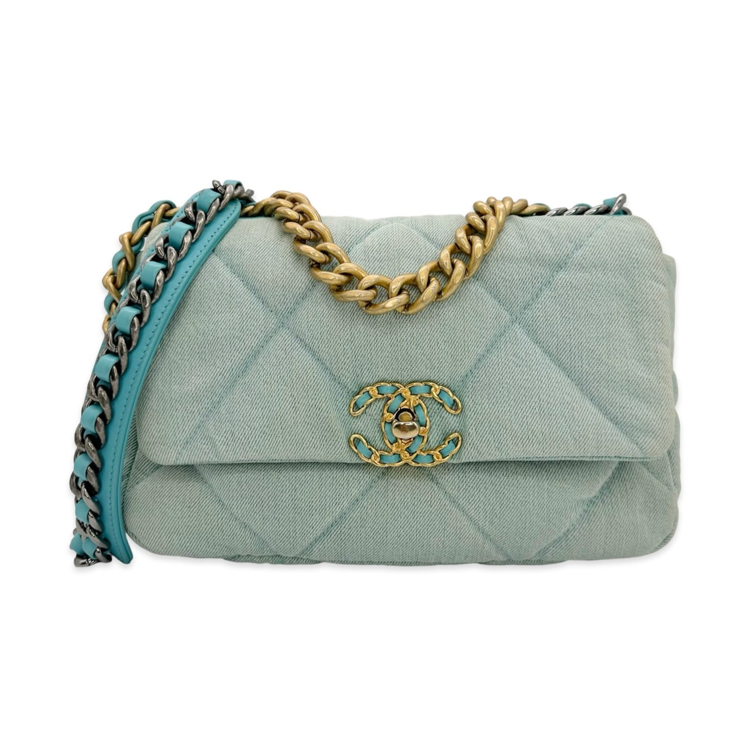 Chanel Quilted Denim Small 19 Flap Bag