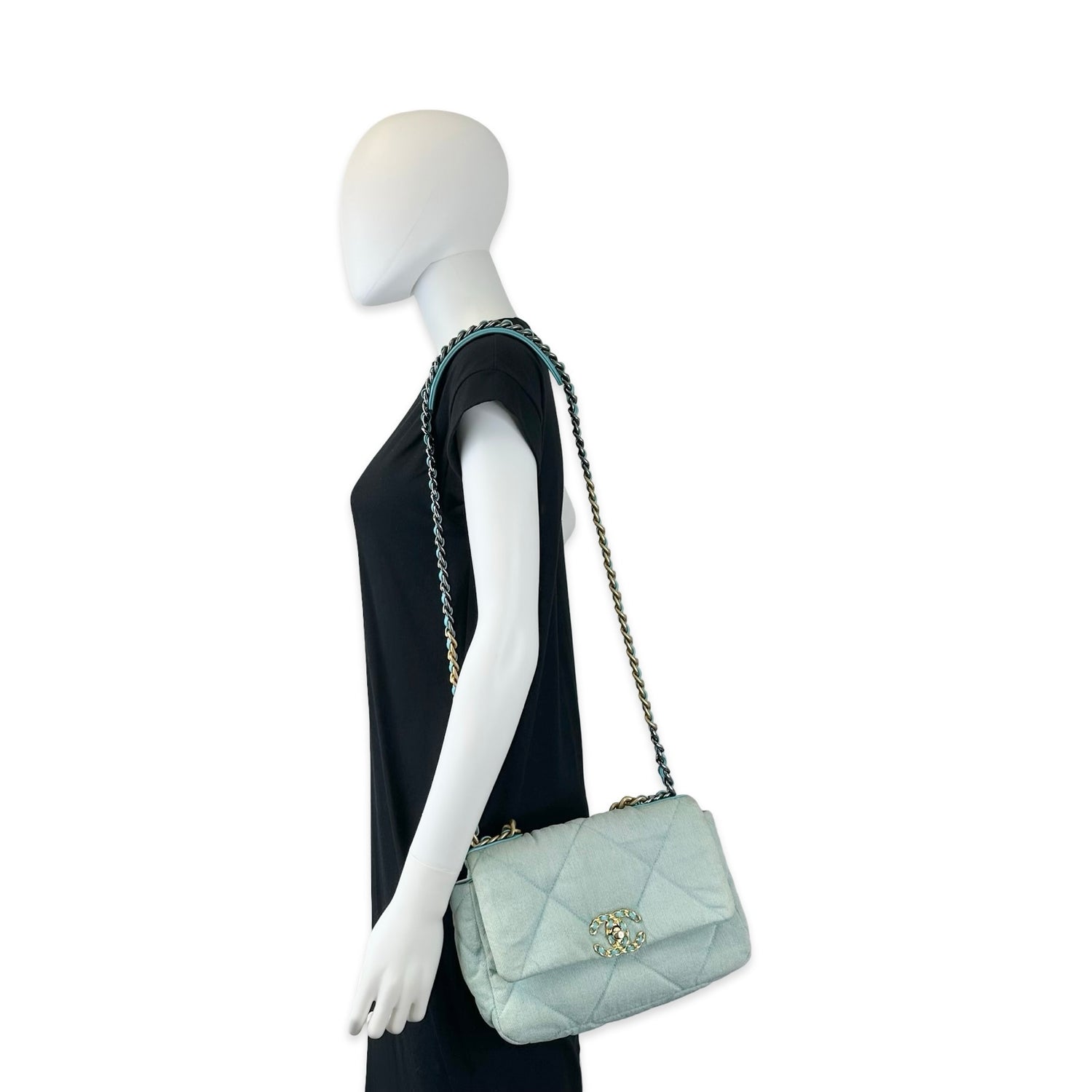 Chanel Quilted Denim Small 19 Flap Bag