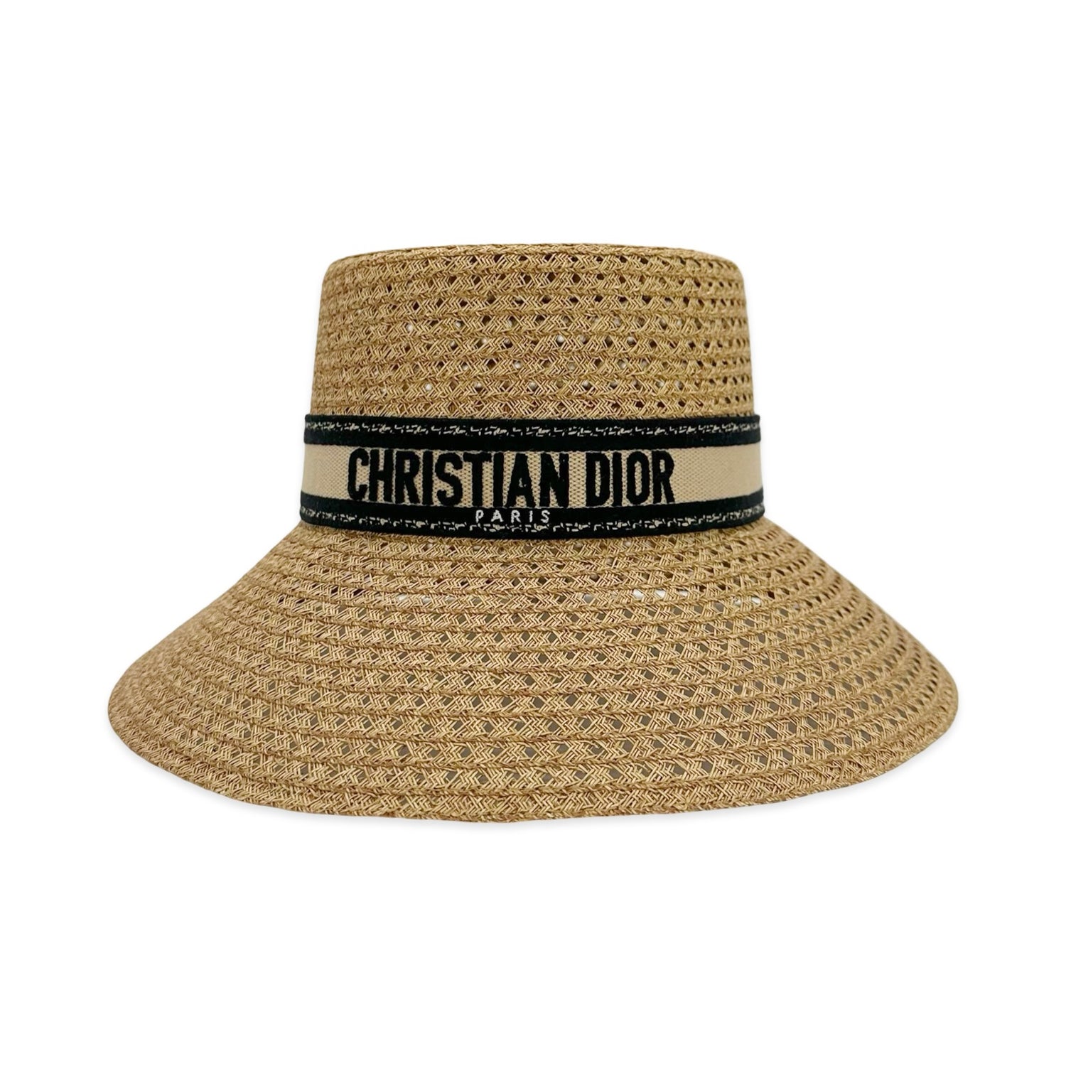 Christian Dior Woven Straw Bobby Large Wide Rim Hat