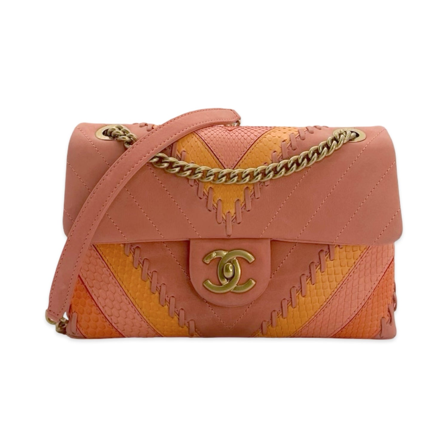 Chanel Paris Cuba Python Patchwork Chevron Flap Bag