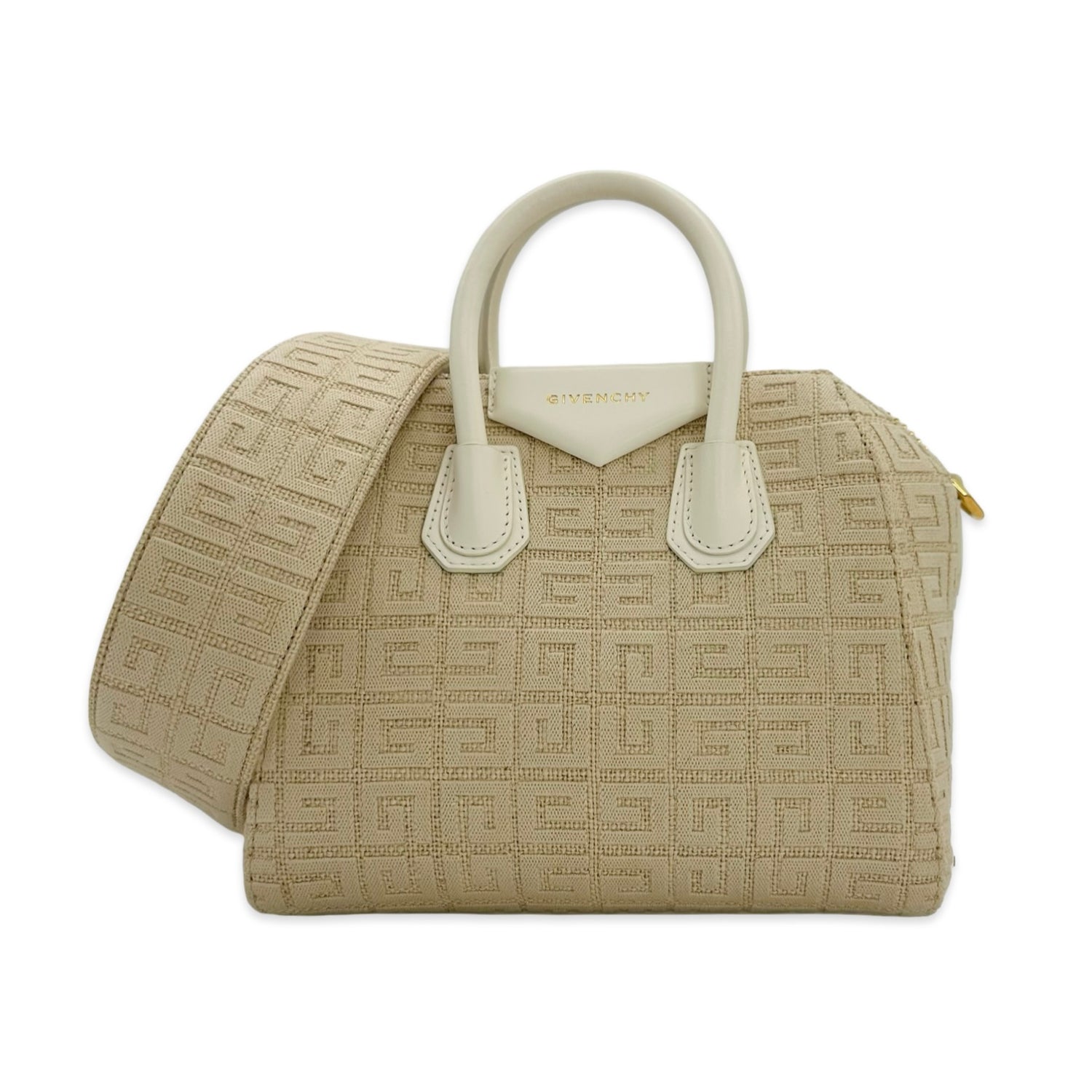 Givenchy 4G Embroidered Canvas Jute Antigona Mini Top Handle