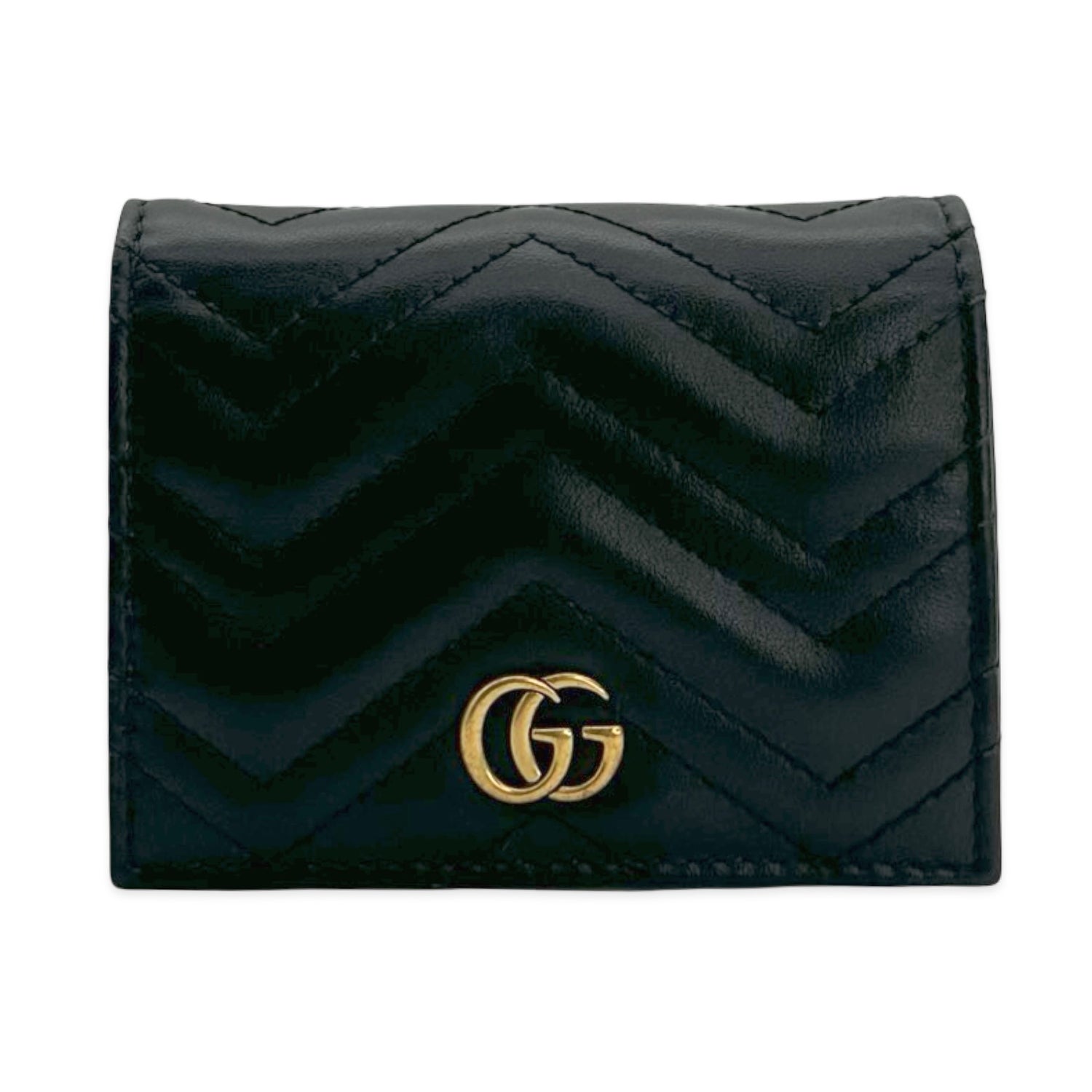 Gucci Quilted Leather GG Marmont Card Holder Compact Wallet