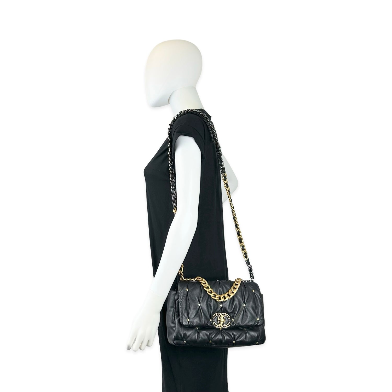 Chanel Quilted Lambskin Studded Small 19
