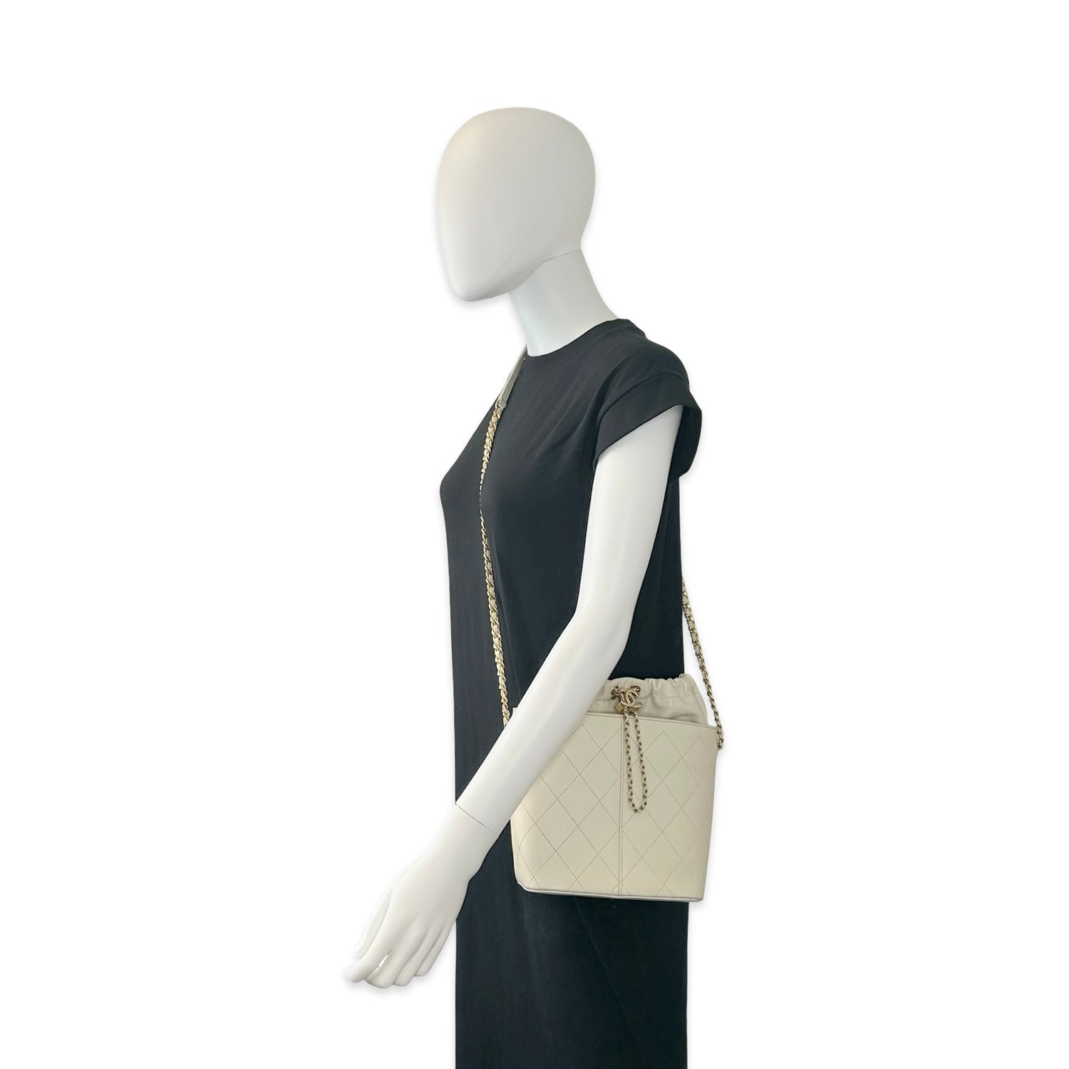 Chanel Quilted Calfskin CC Cinch Drawstring Bucket Bag