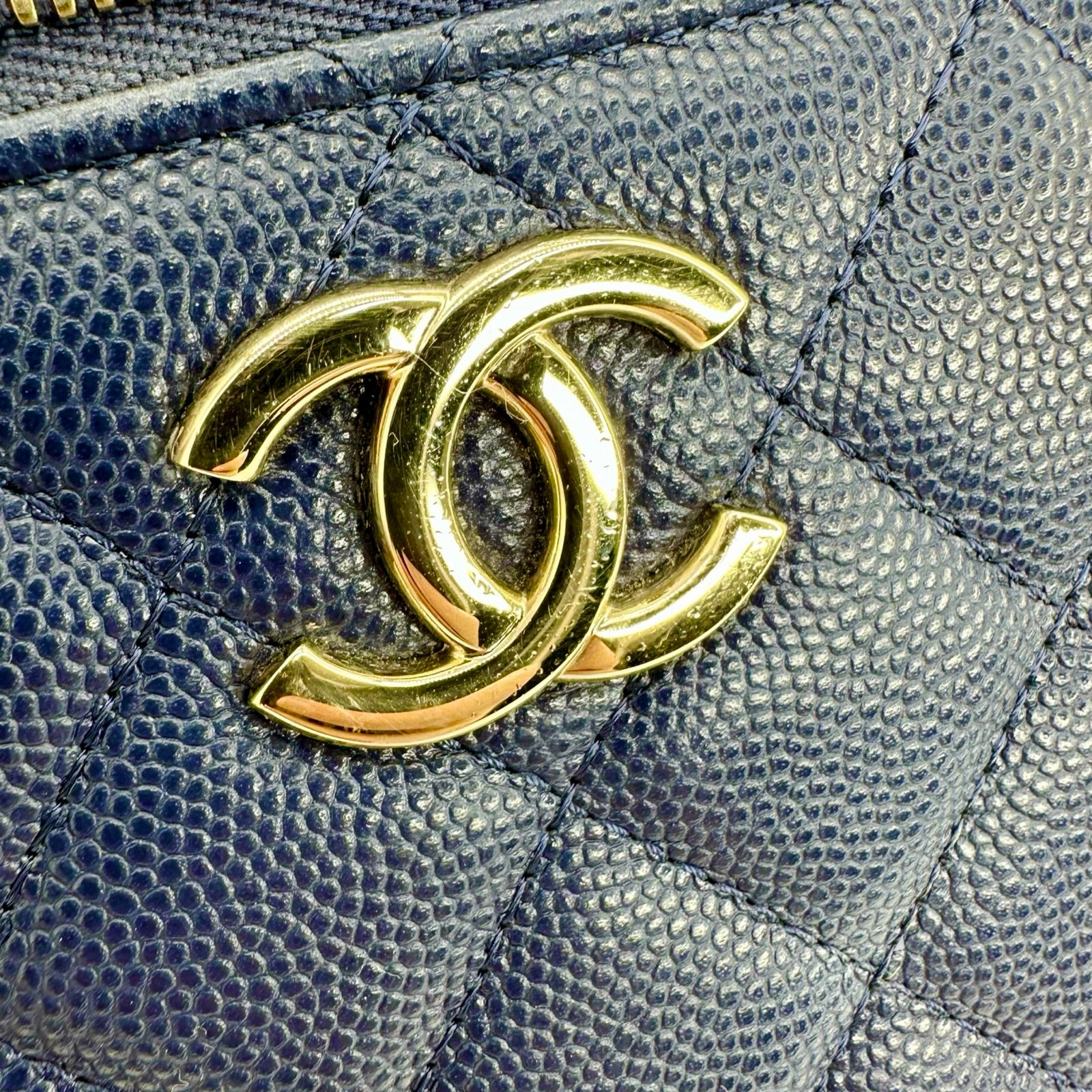 Chanel Quilted Caviar Cube Vanity Case
