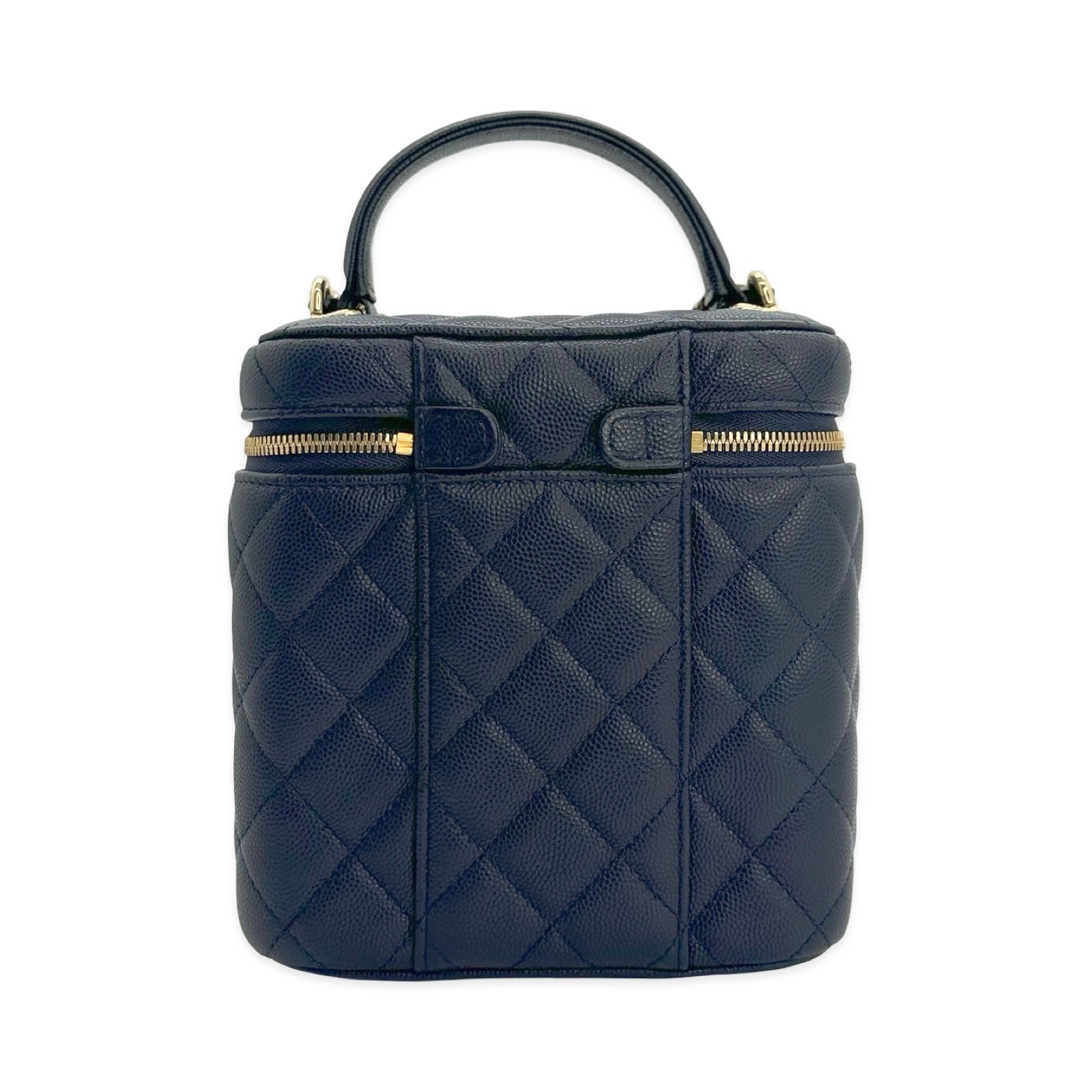 Chanel Quilted Caviar Cube Vanity Case