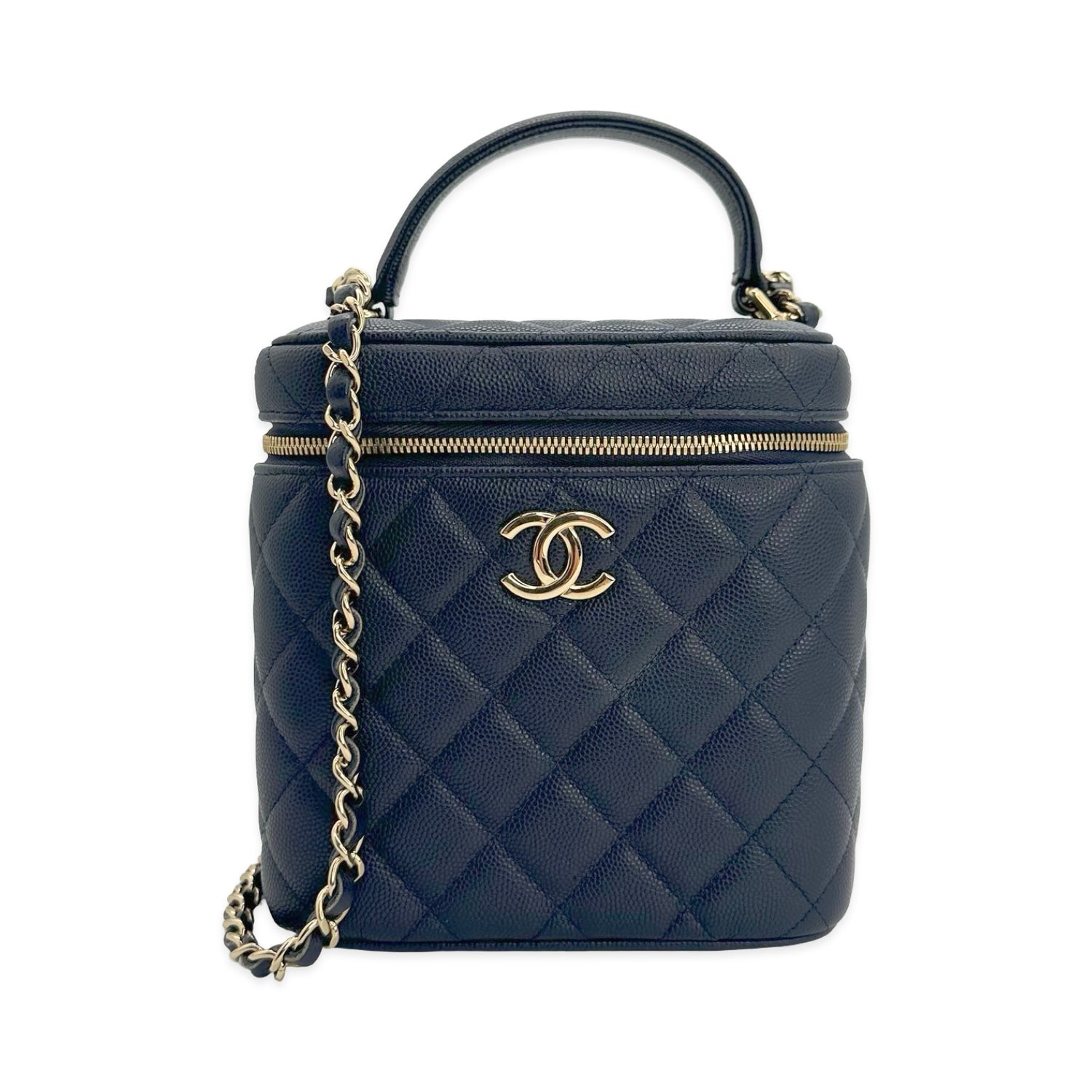 Chanel Quilted Caviar Cube Vanity Case