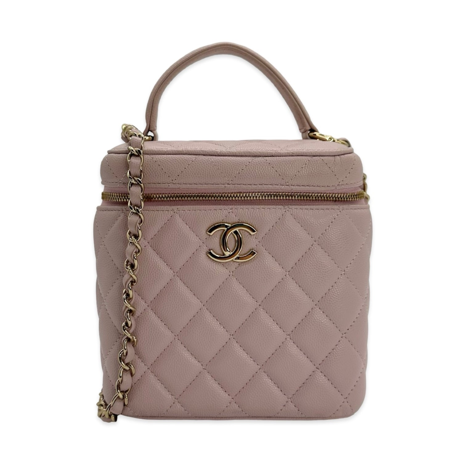 Chanel Quilted Caviar Cube Vanity Case