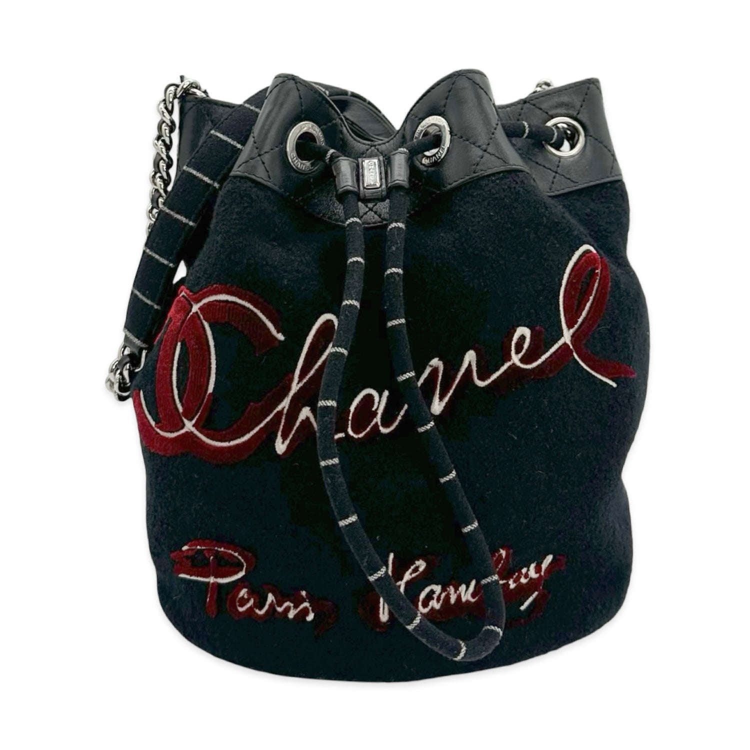 Chanel Wool Hamburg Embroidered Bucket Bag