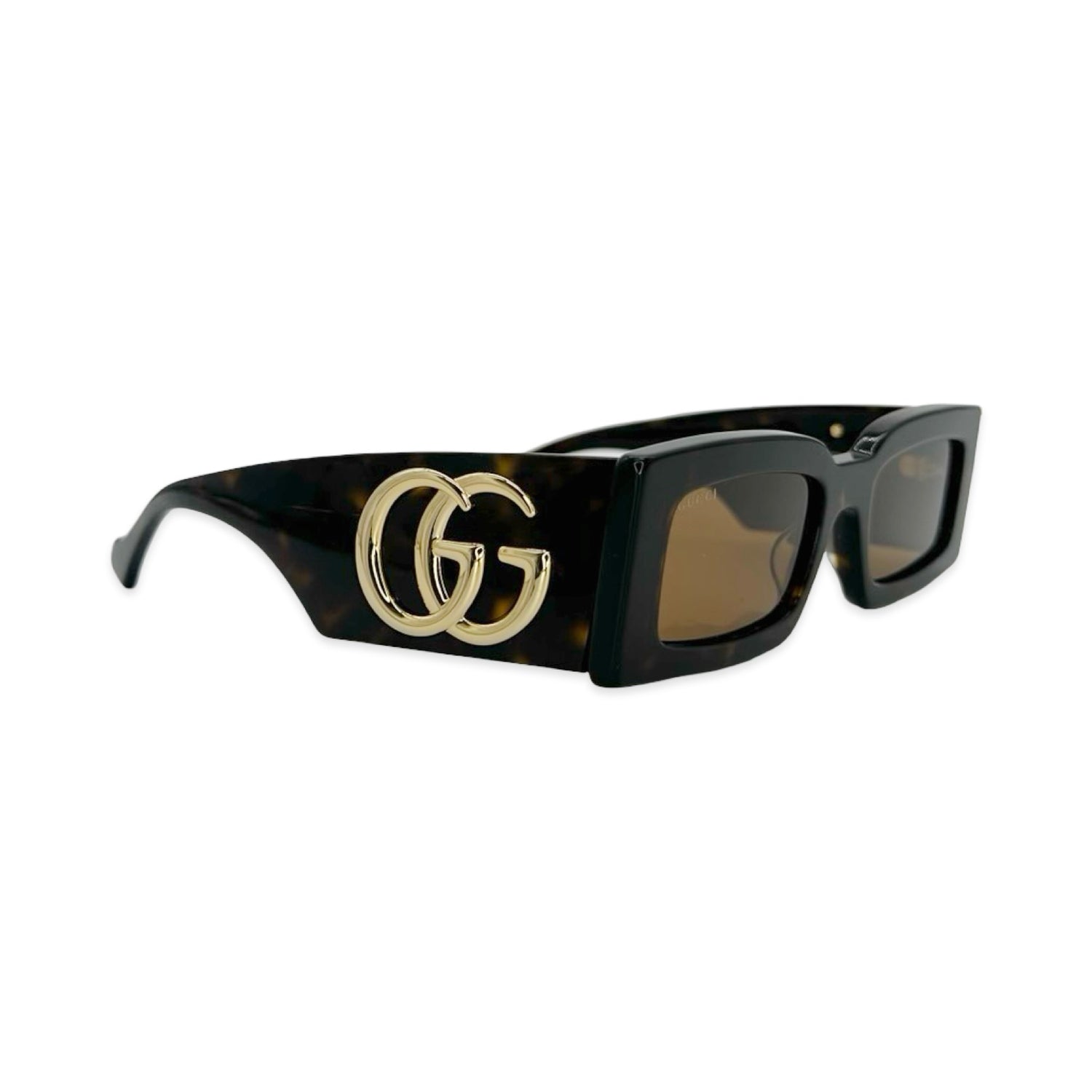 Gucci GG Rectangular Tortoiseshell Sunglasses