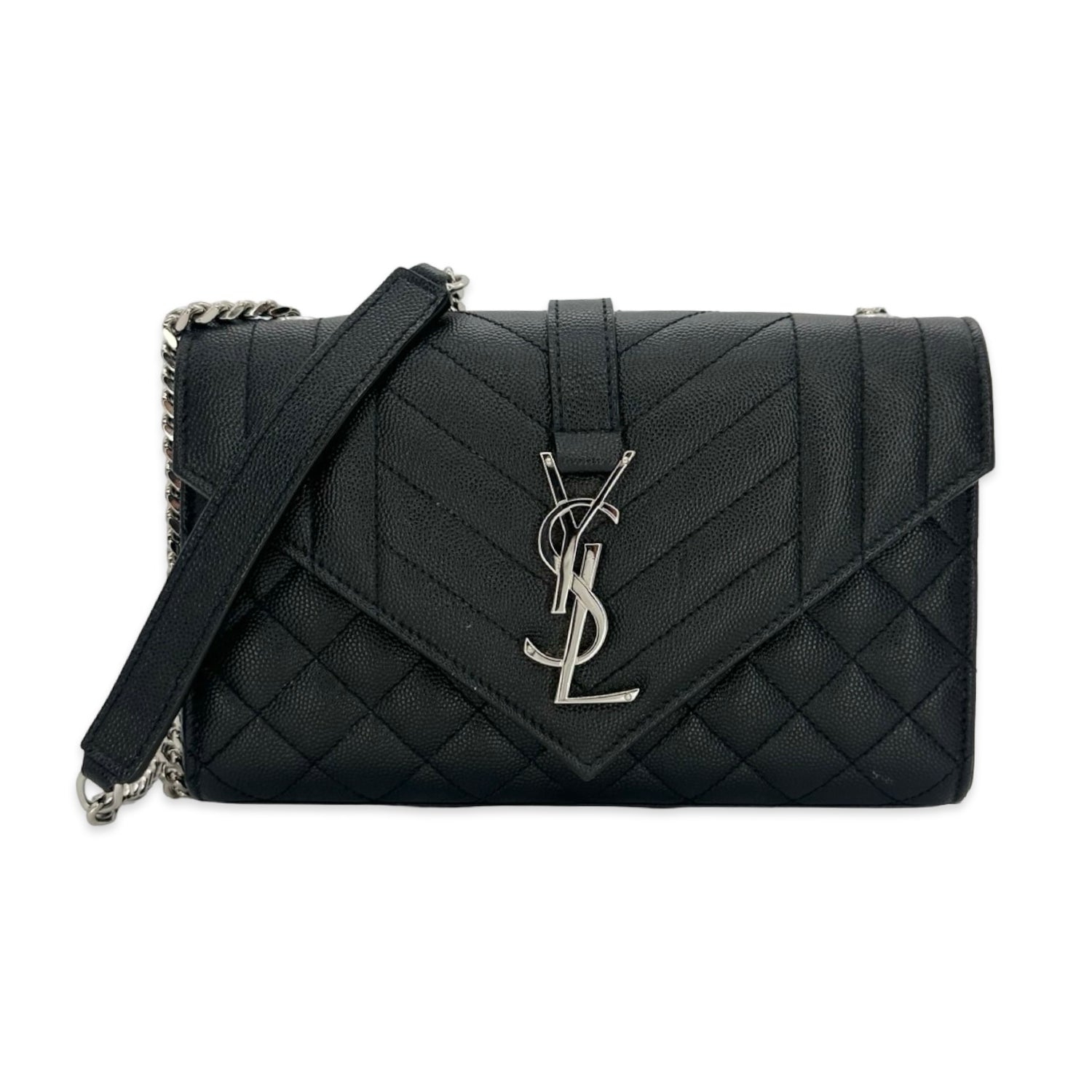 Saint Laurent Grain de Poudre Small Triquilt Chain Bag