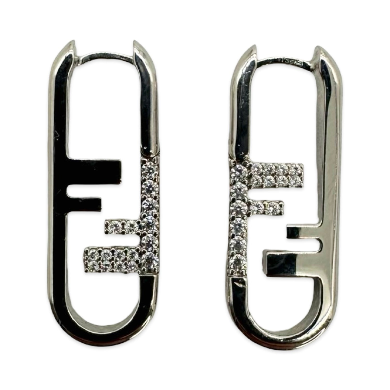 Fendi O'Lock Crystal Hoop Earrings