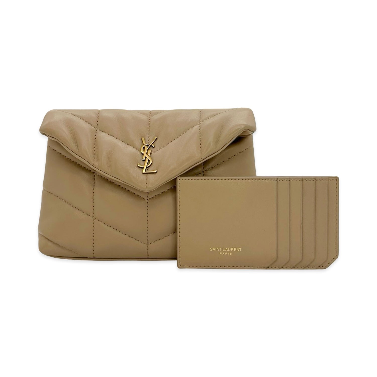 Saint Laurent Quilted Lambskin Small Puffer Clutch