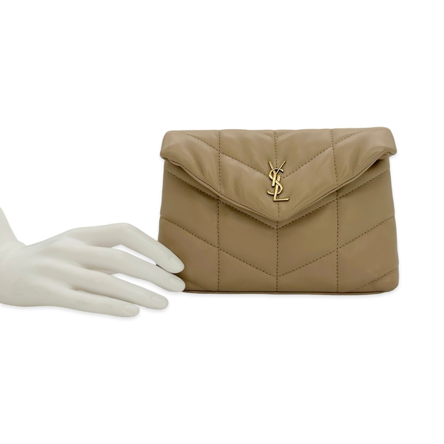 Saint Laurent Quilted Lambskin Small Puffer Clutch