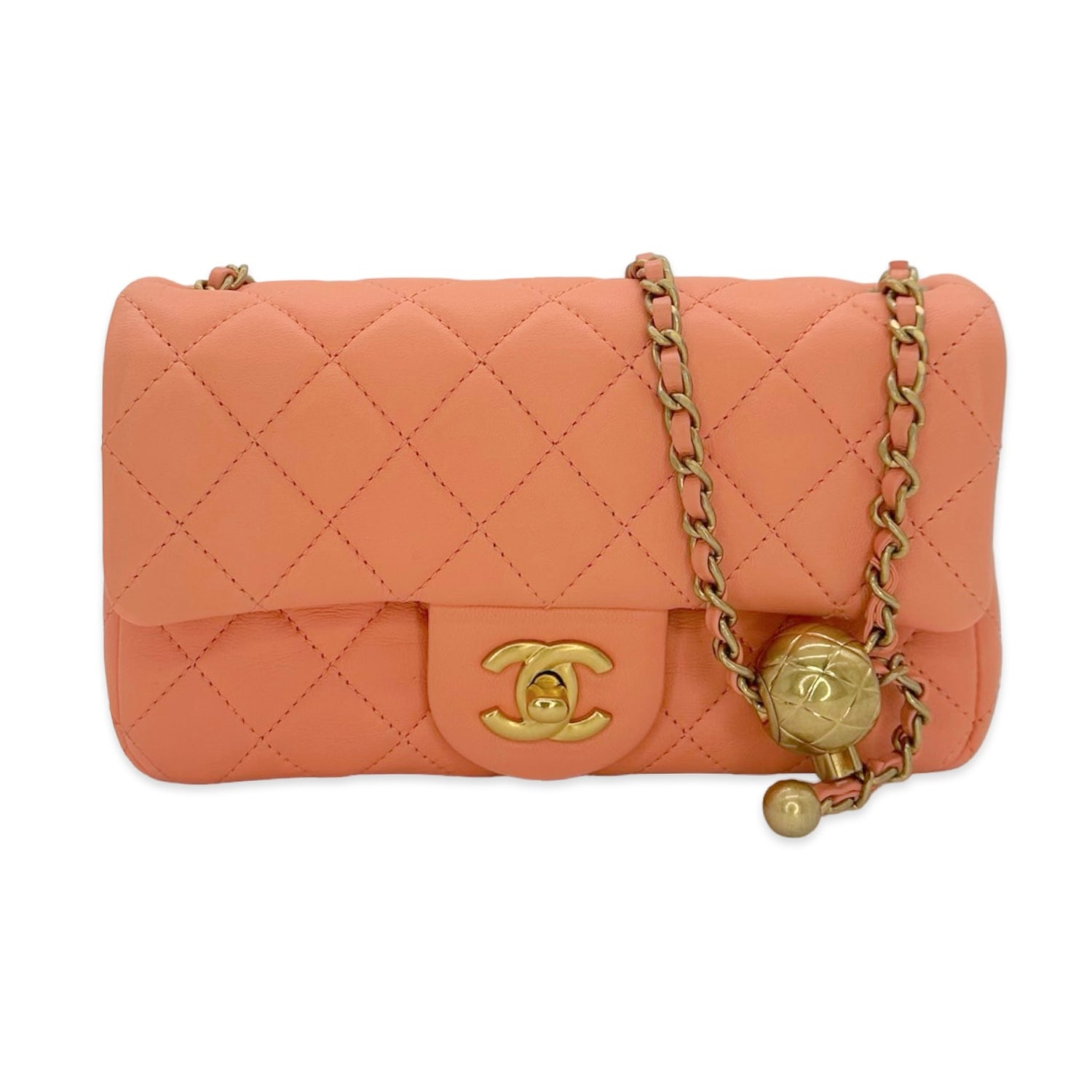 Chanel Quilted Lambskin Pearl Crush Rectangular Mini Flap