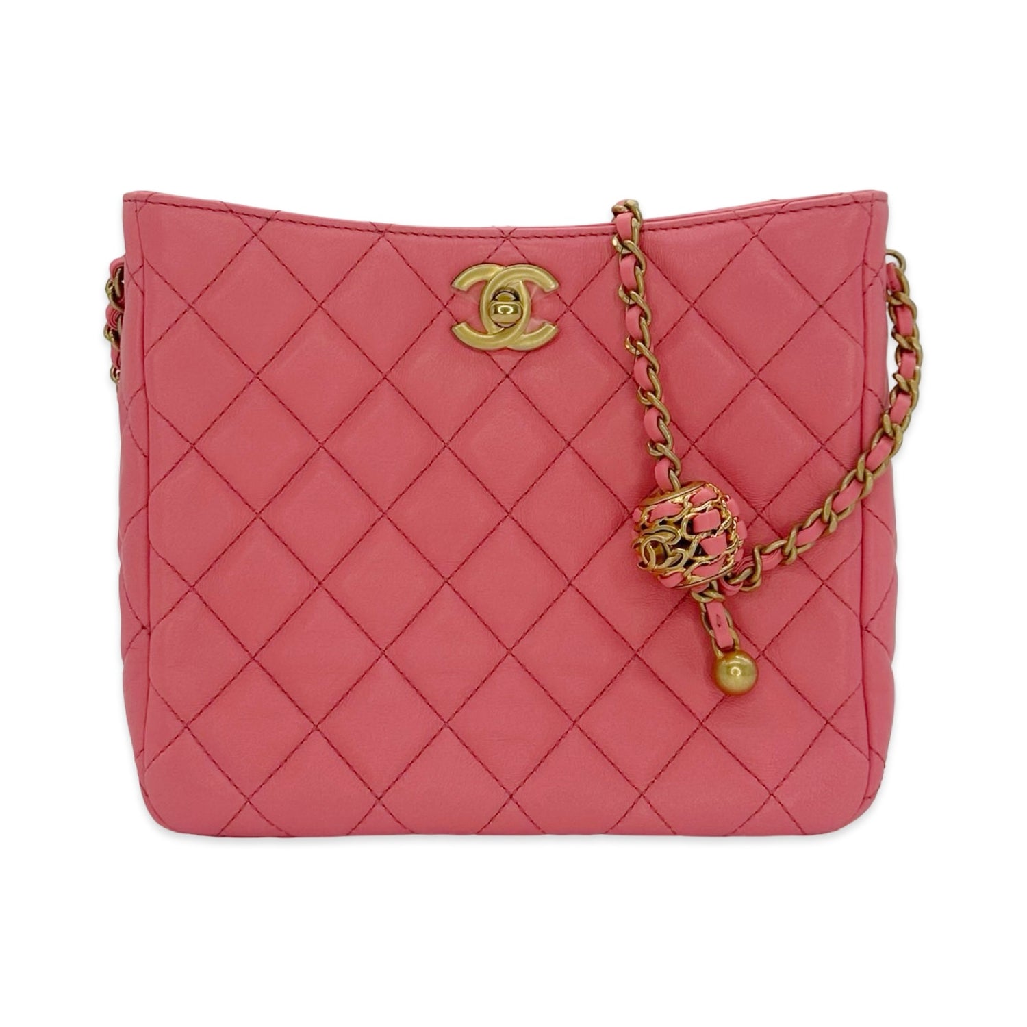 Chanel Quilted Lambskin Pearl Crush Chain Small Hobo