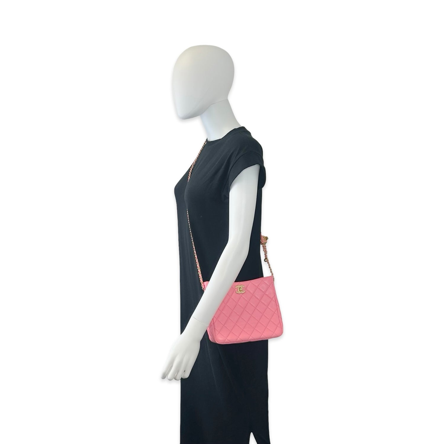 Chanel Quilted Lambskin Pearl Crush Chain Small Hobo
