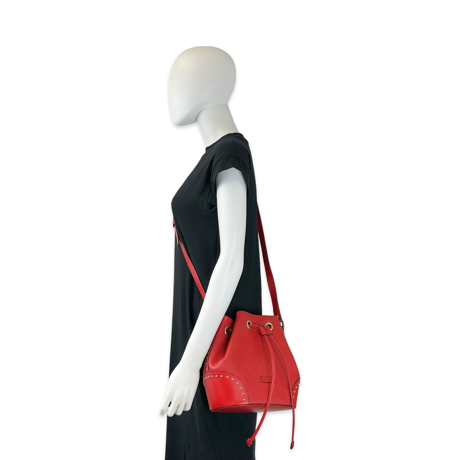 Gucci Lux GG Embossed Studded Bucket Bag