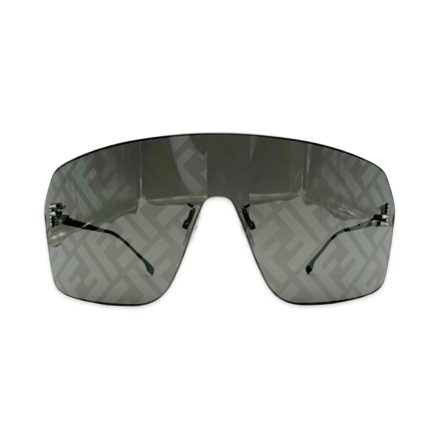 Fendi Crystal FF Mirror Shield Sunglasses