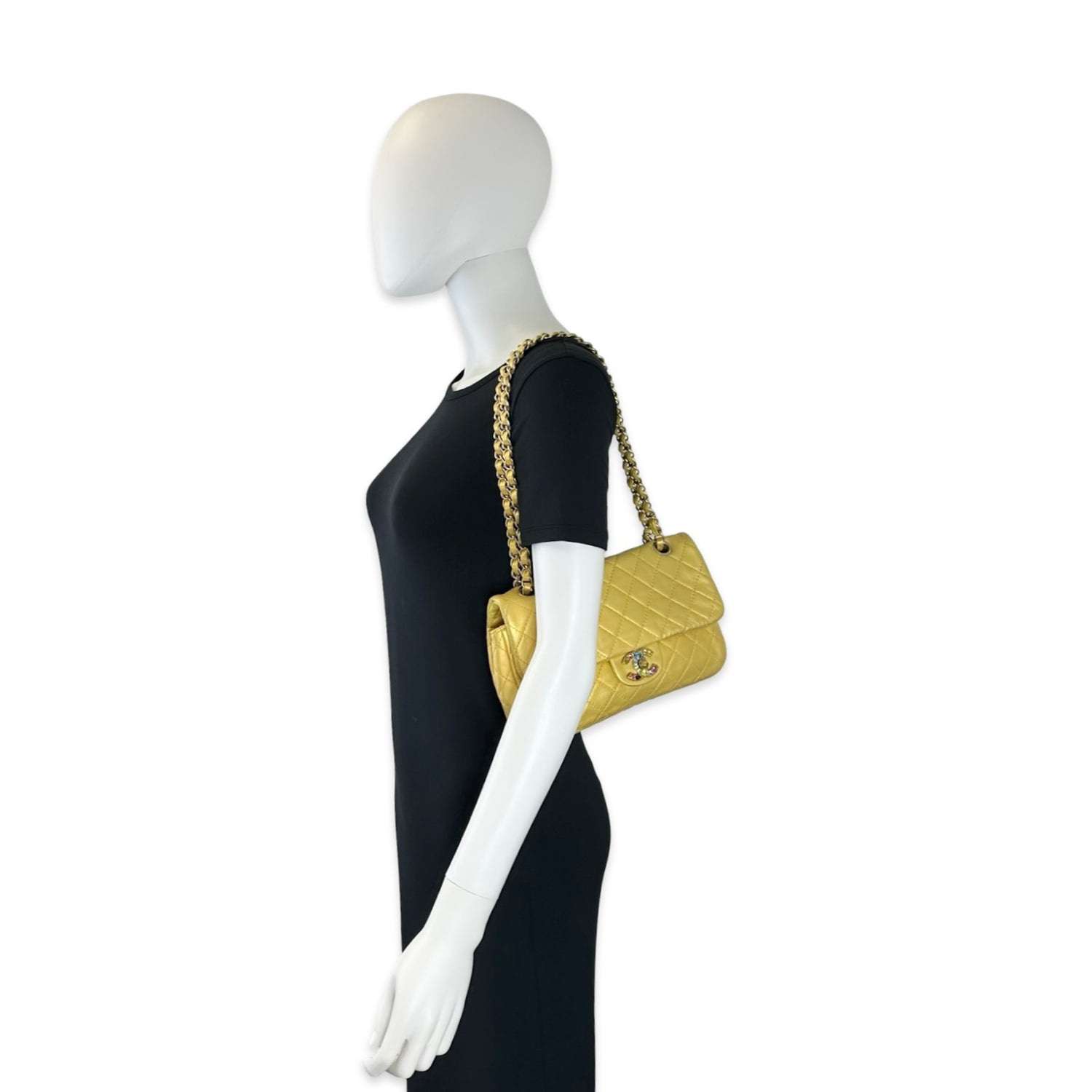 Quilted Lambskin Precious Jewel Medium Flap Bag