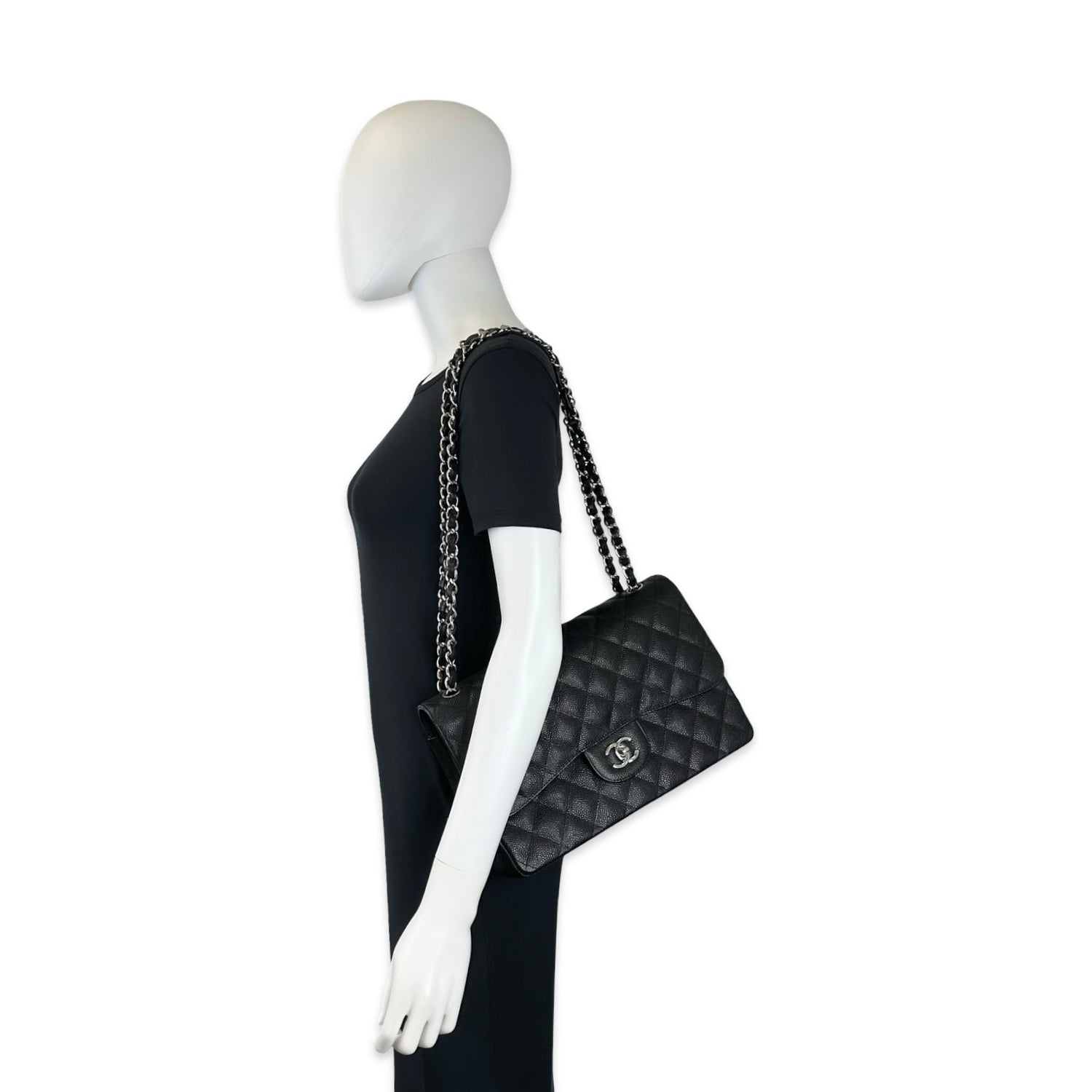 Quilted Caviar Jumbo Classic Double Flap