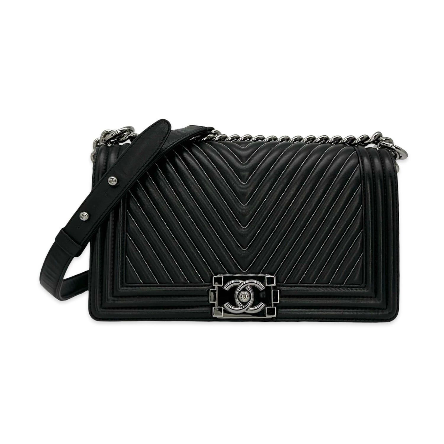 Chevron Lambskin Medium Boy Bag