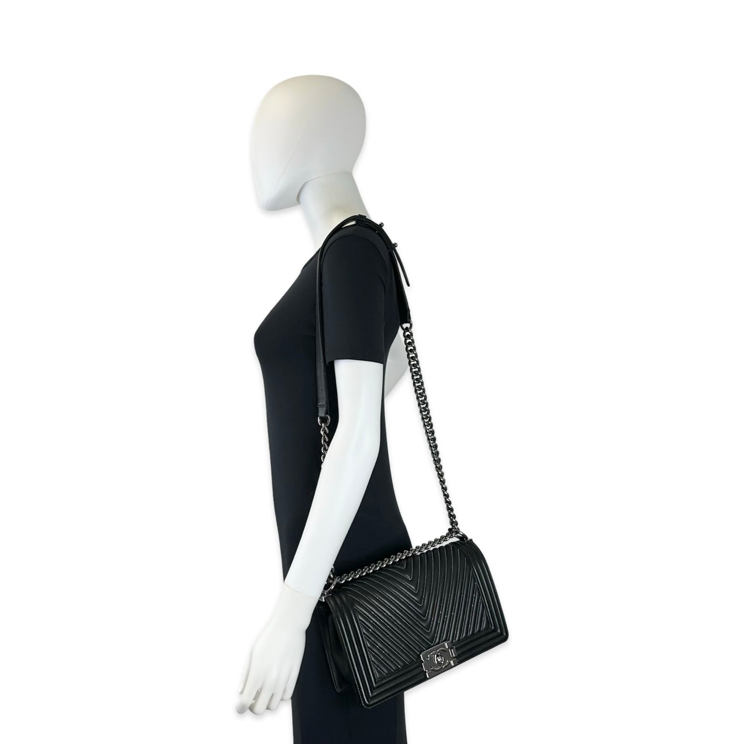 Chevron Lambskin Medium Boy Bag