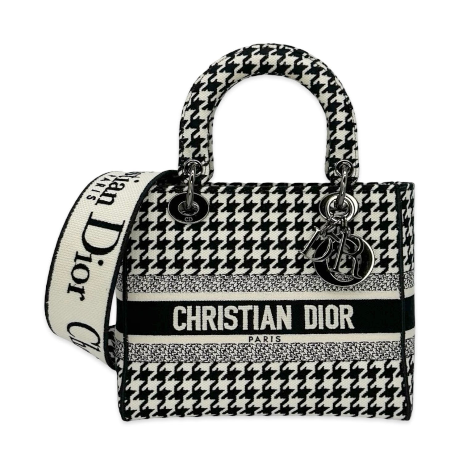 Christian Dior Houndstooth Canvas Medium Lady D-Lite