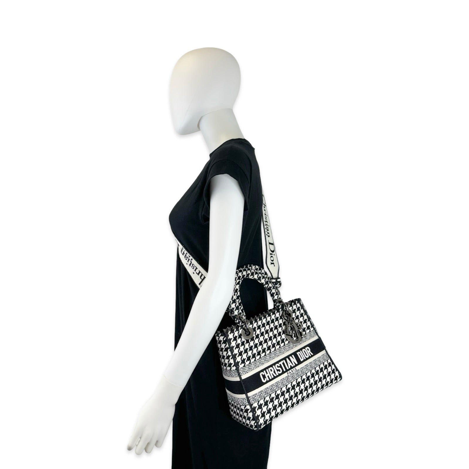 Christian Dior Houndstooth Canvas Medium Lady D-Lite