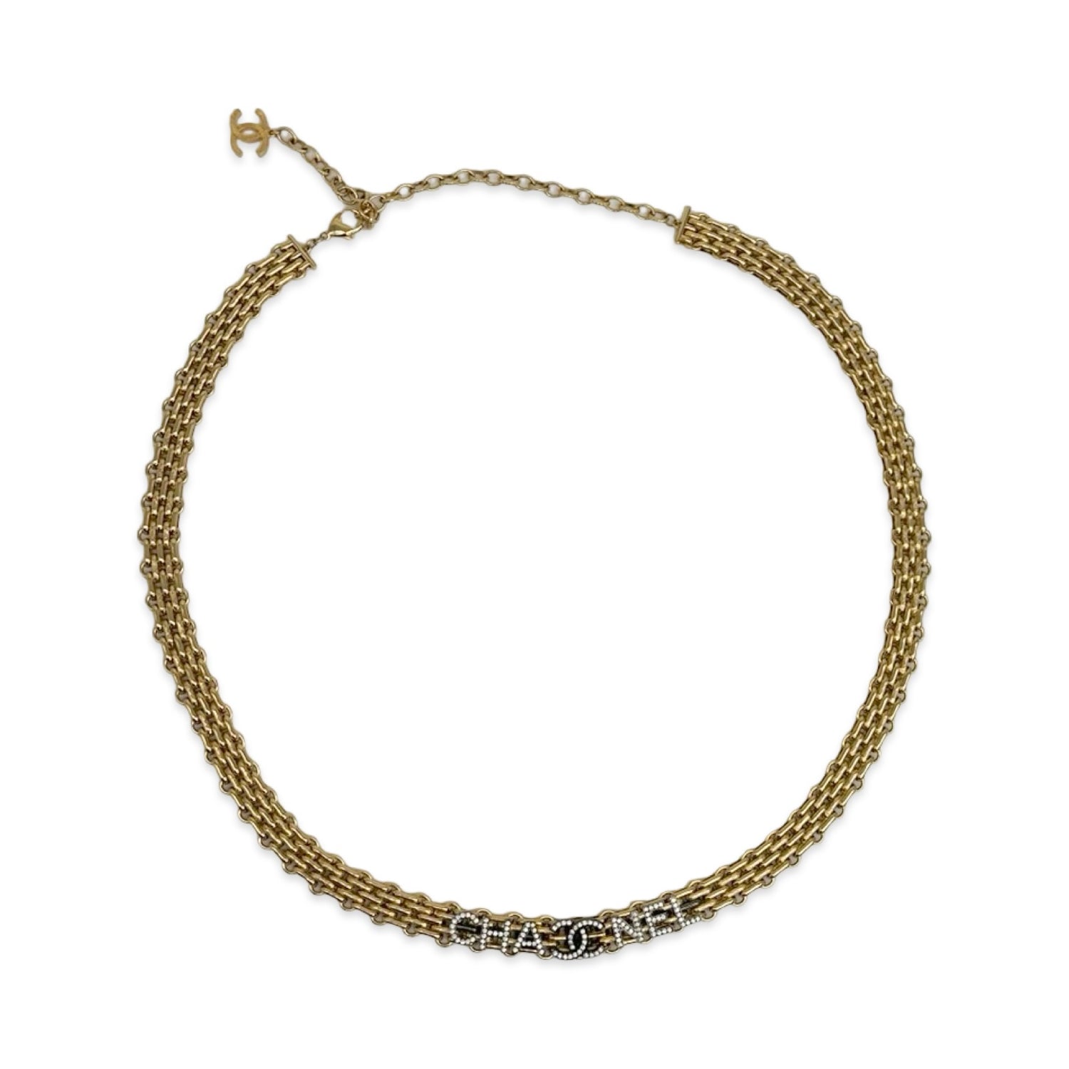 Chanel Chain Crystal Logo Belt