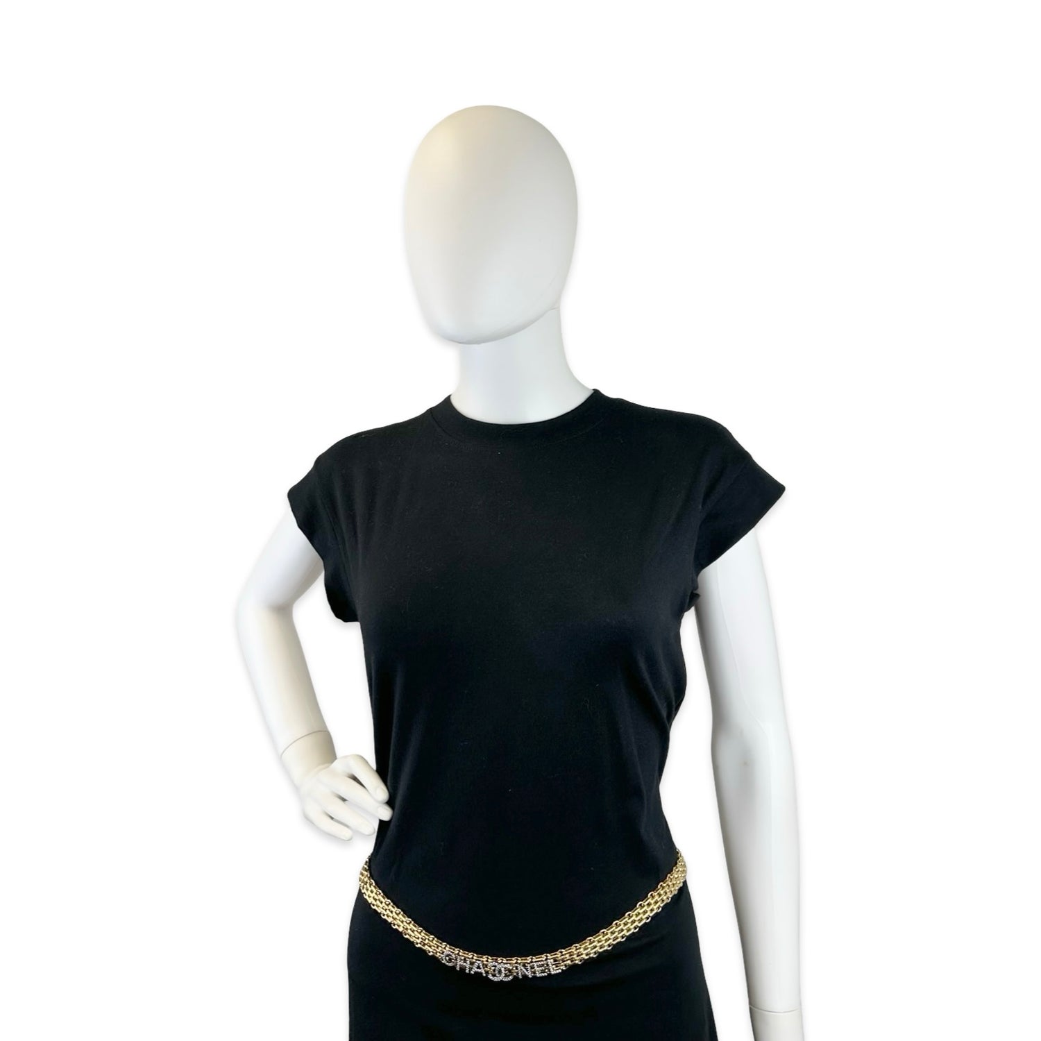Chanel Chain Crystal Logo Belt
