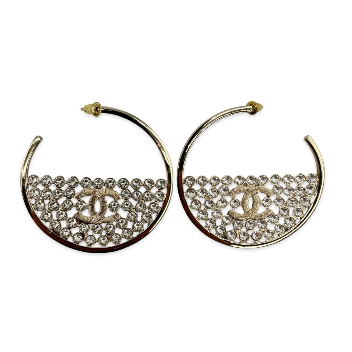 Chanel Crystal Strass Hoop Earrings