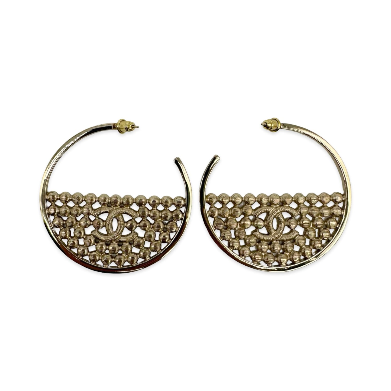 Chanel Crystal Strass Hoop Earrings
