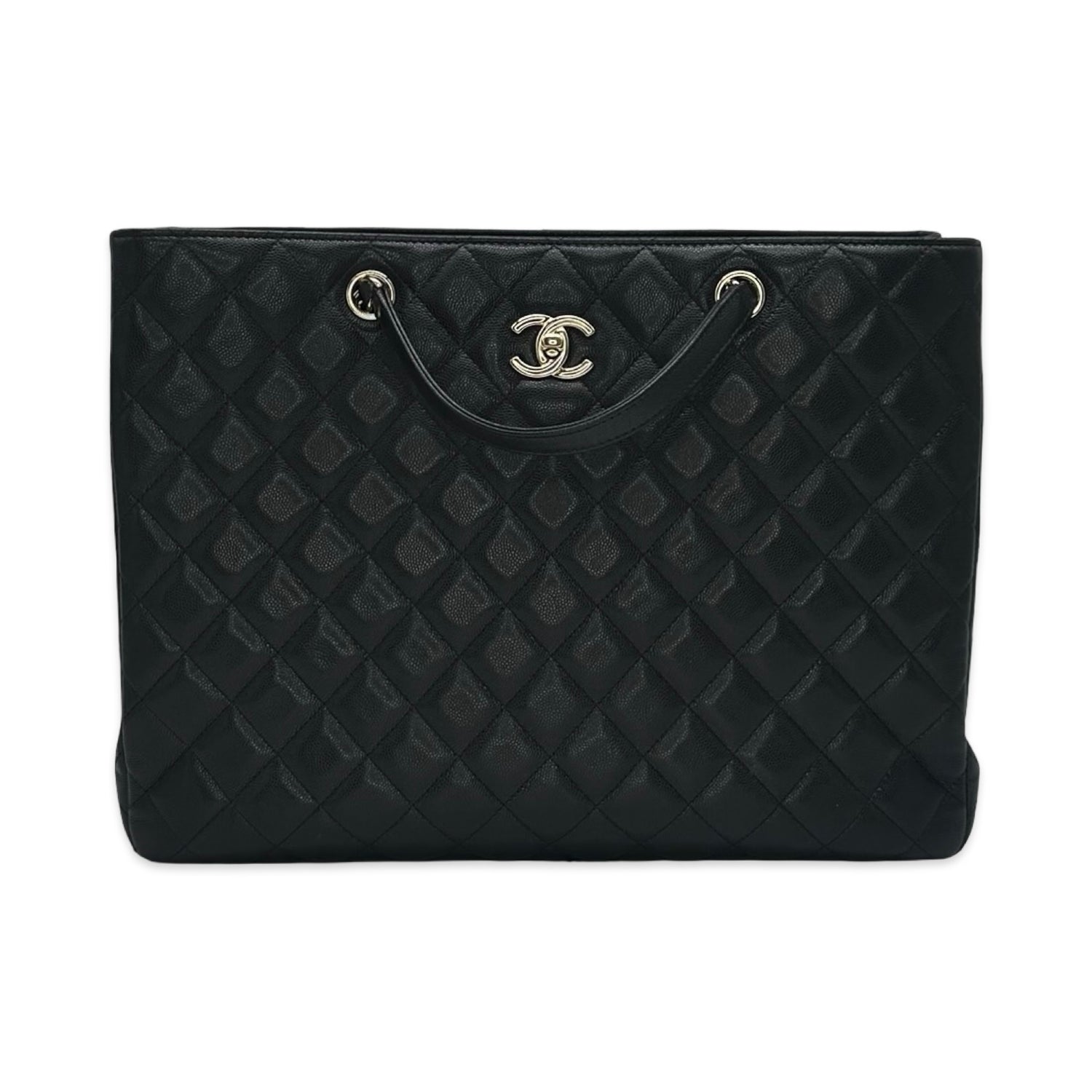 Chanel Quilted Caviar Large Twist Lock Shopping Tote