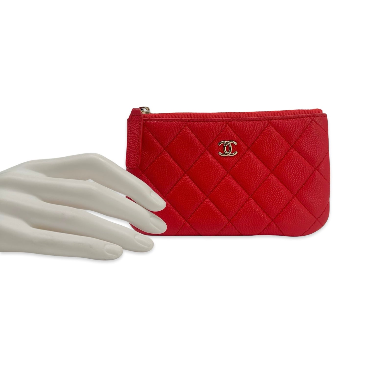 Chanel Quilted Caviar Small Zip Pouch O Case