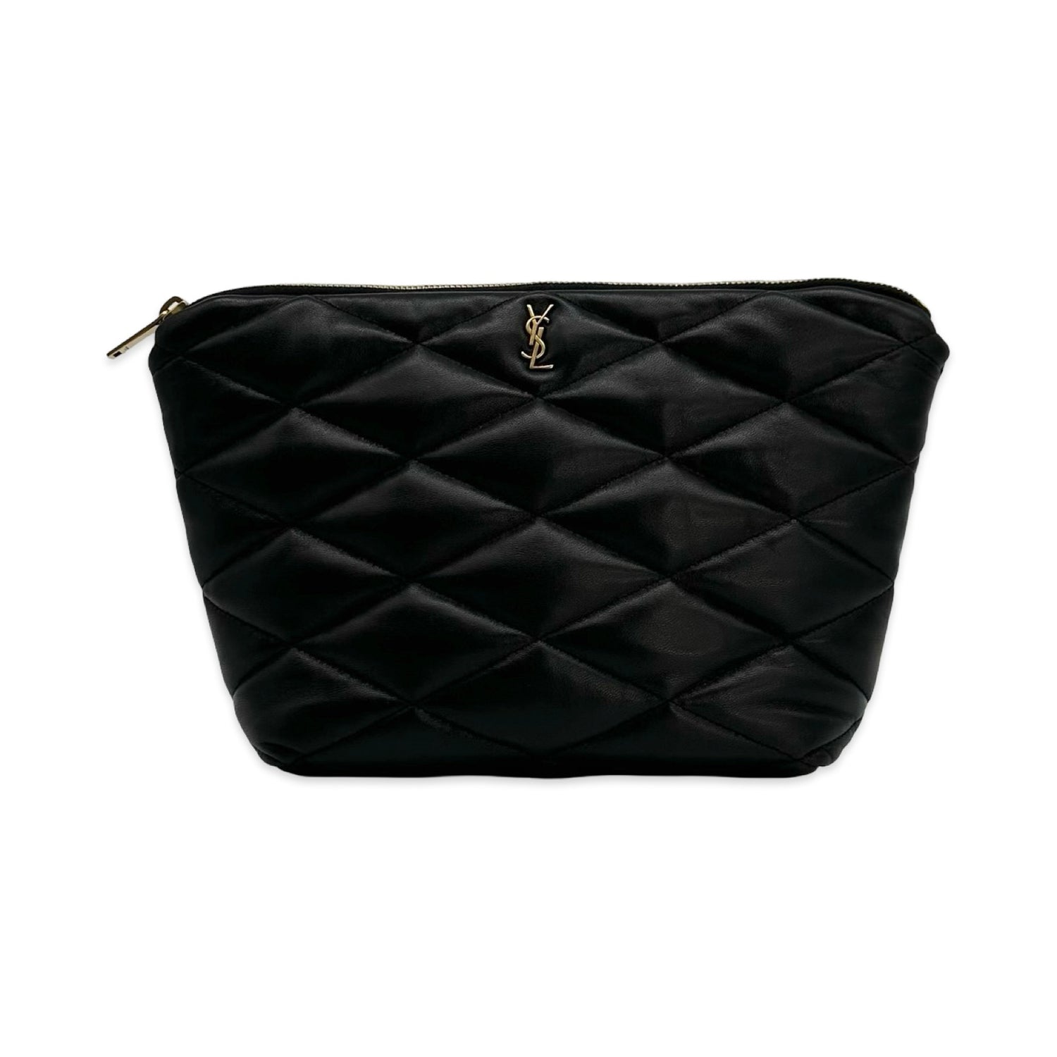 Saint Laurent Quilted Lambskin Zip Pouch Clutch