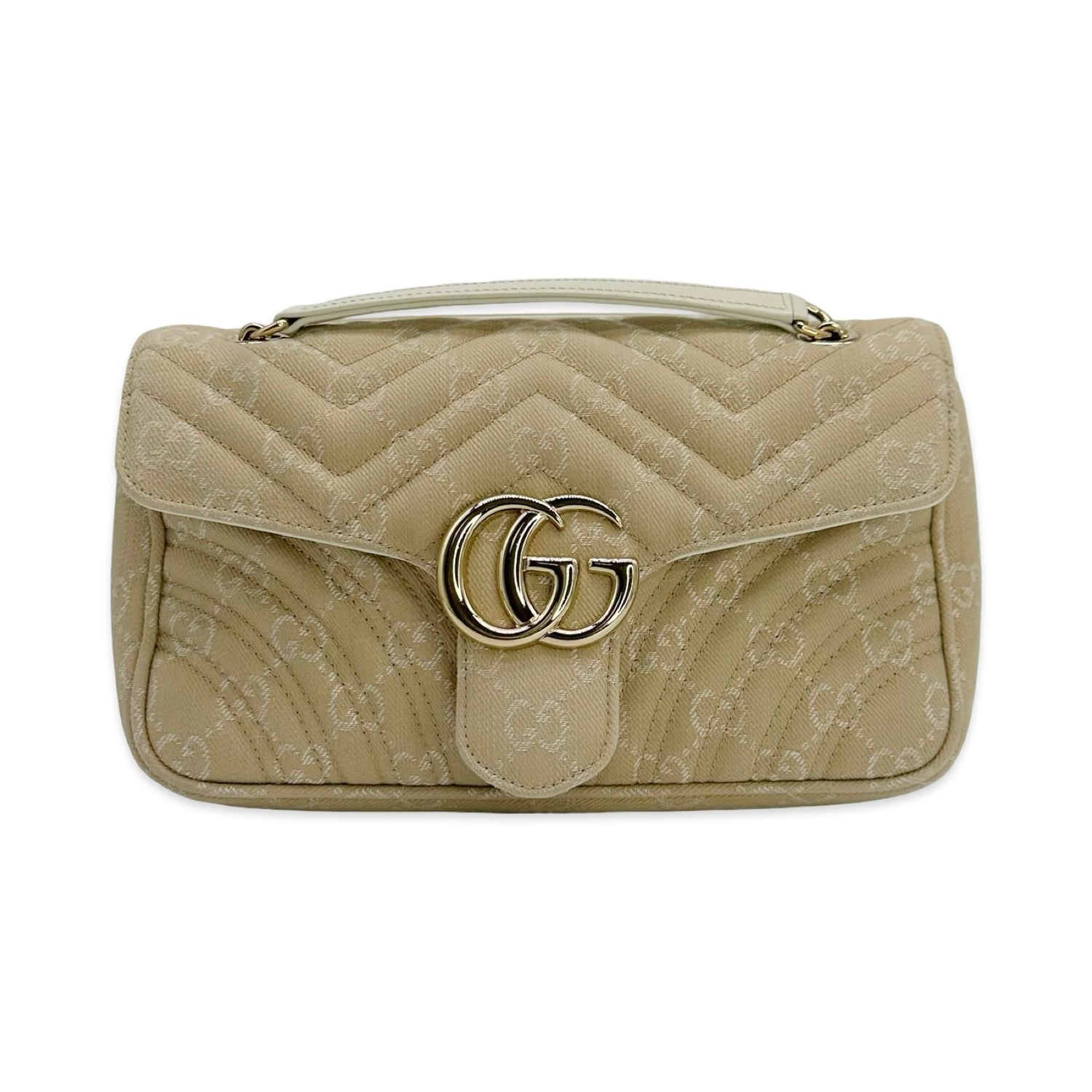 Gucci Quilted GG Canvas Mixed Media Marmont Flap Bag