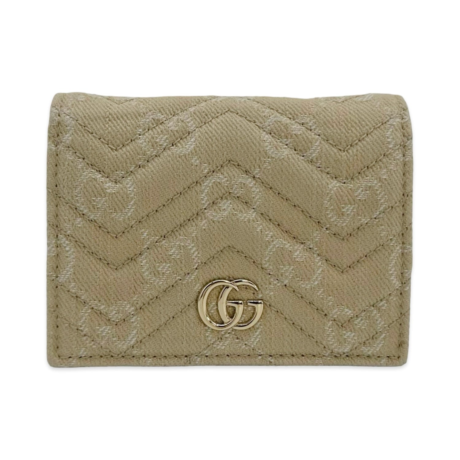 Gucci Quilted GG Canvas Marmont Mixed Media Compact Wallet