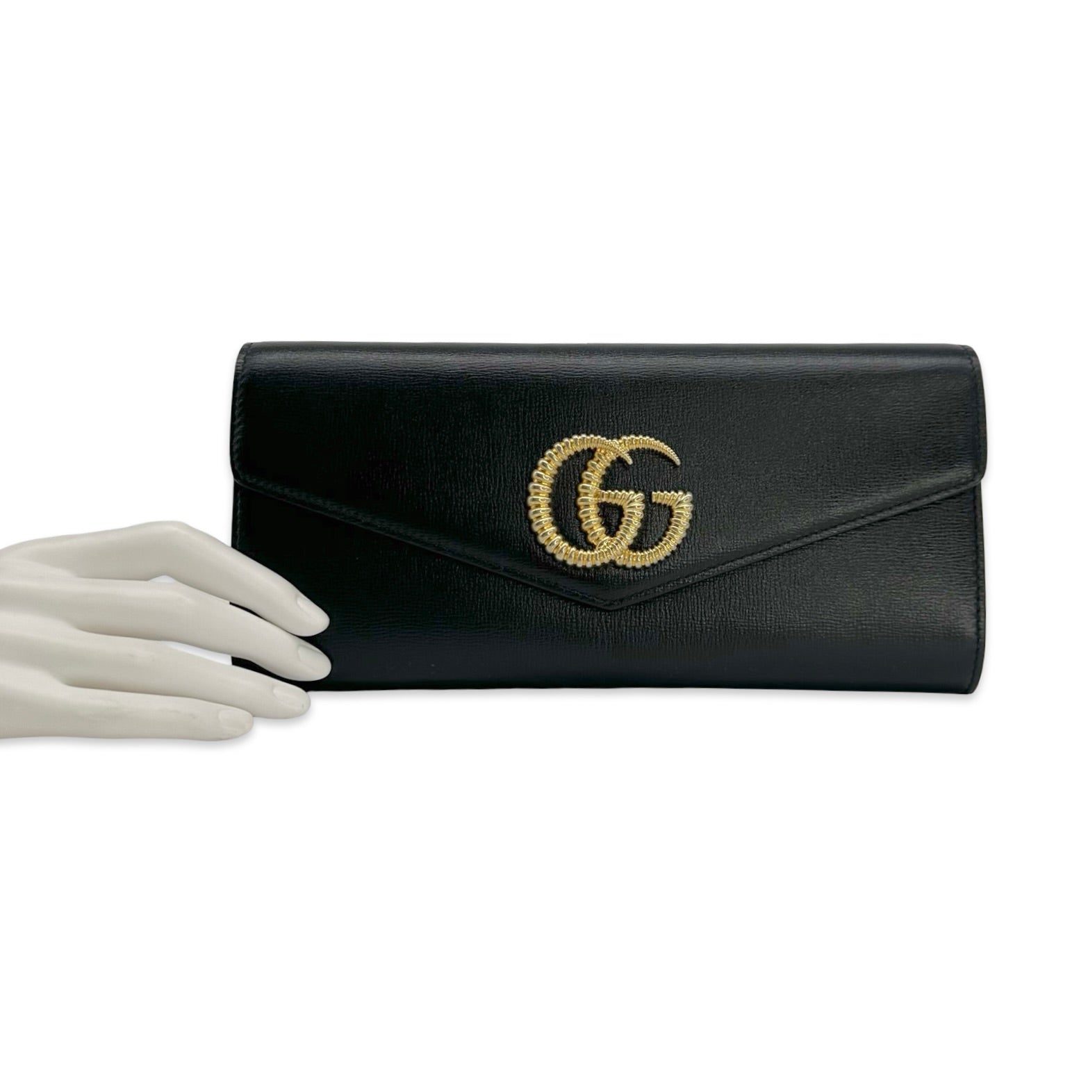 GUCCI 蝶型ブローチ　ほぼ新品　激安 Gucci Calfskin Torchon Broadway Envelope Clutch