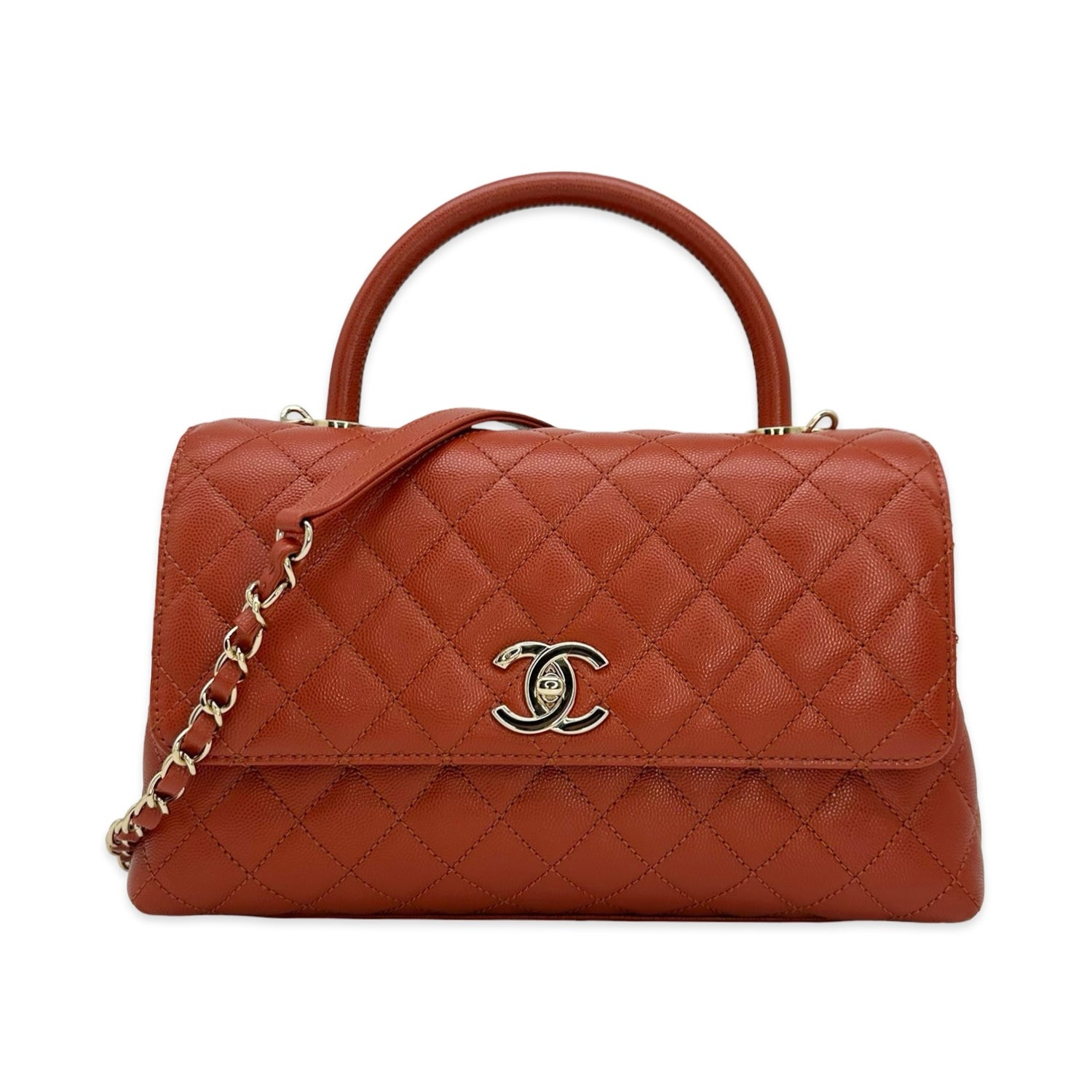 Chanel Quilted Caviar Large Coco Top Handle Flap Bag