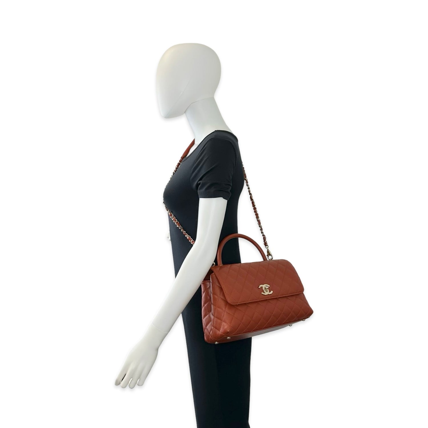 Chanel Quilted Caviar Large Coco Top Handle Flap Bag